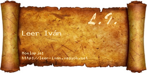 Leer Iván névjegykártya